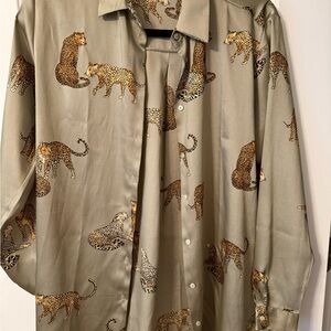 Zara Beige Leopard Print Blouse